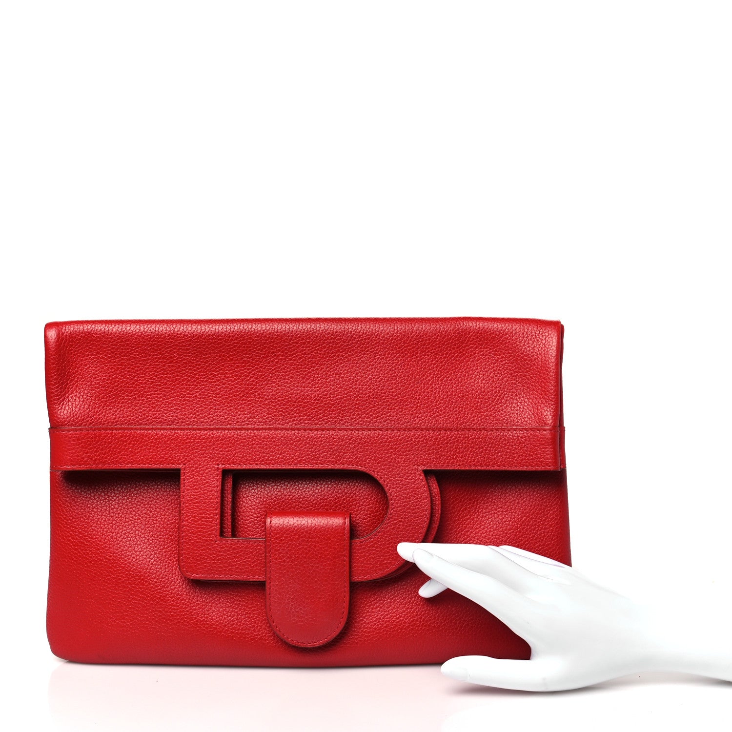 Delvaux Grained Calfskin PM Ancre Clutch Rouge 2 of 8