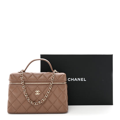 Chanel Caviar Quilted Top Handle Slim Vanity With Chain Dark Beige 11 of 11