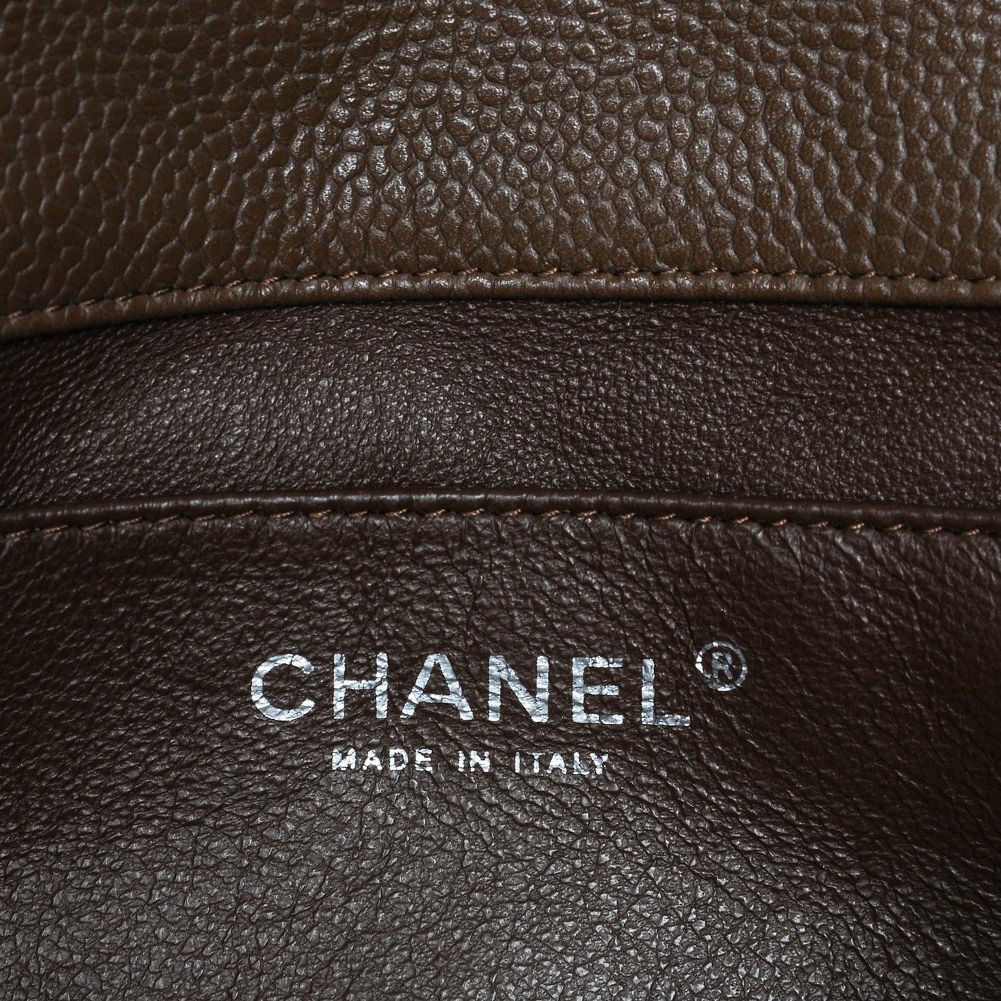 Caviar Quilted Clutch With Chain Flap Brown