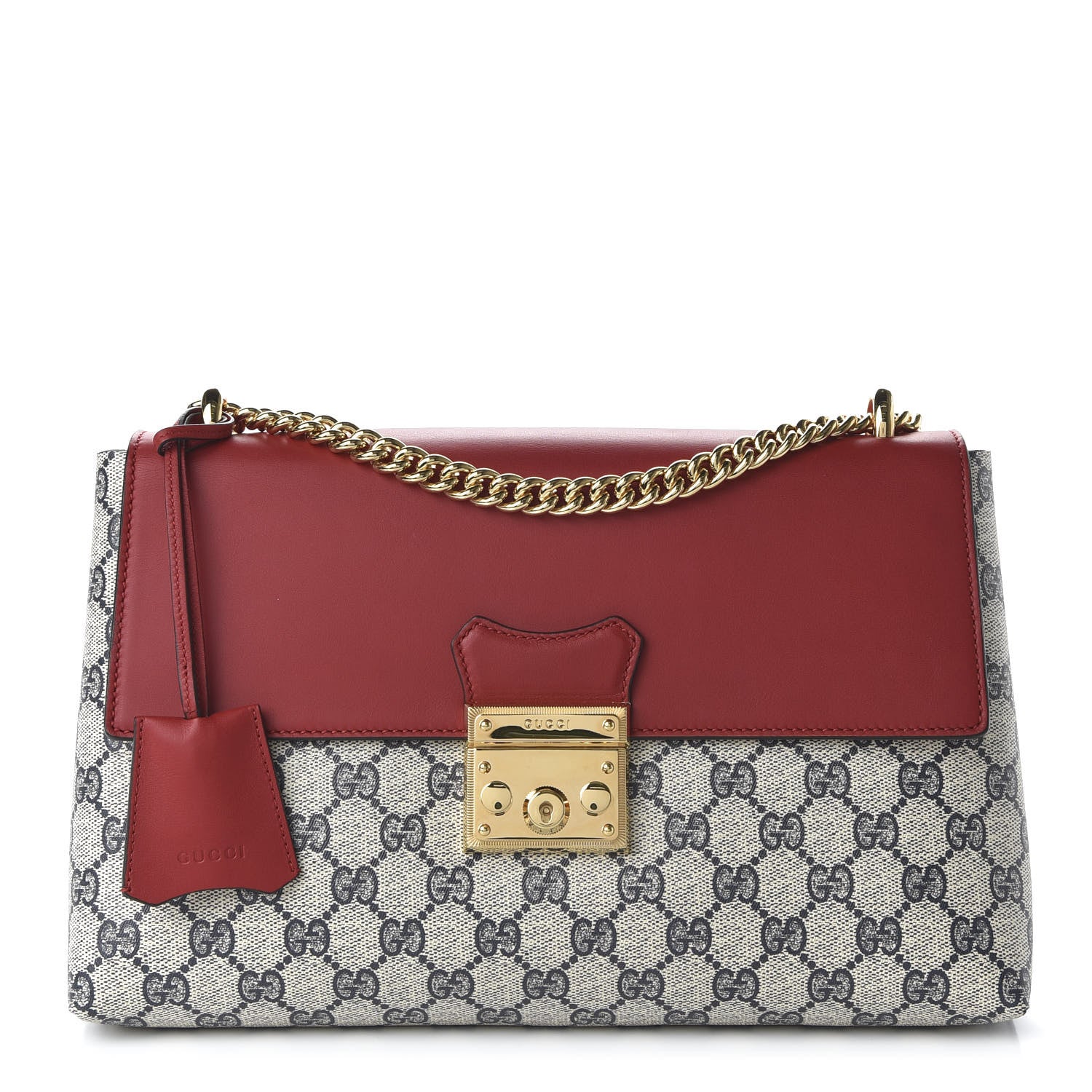Gucci GG Supreme Monogram Calfskin Medium Padlock Shoulder Bag Beige Blue Hibiscus Red 1 of 10