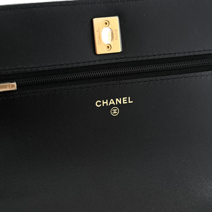 Chanel Lambskin Quilted Sweet Camellia Wallet on Chain WOC Black 6 of 12