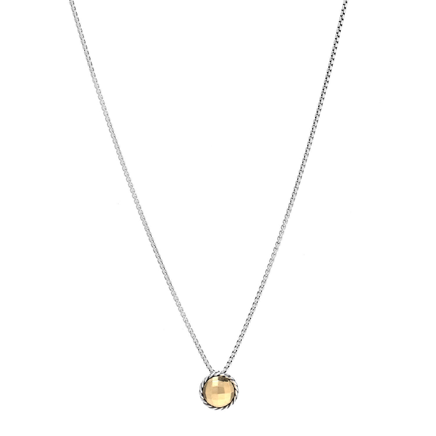 Sterling Silver 18K Yellow Gold 8mm Petite Chatelaine Pendant Necklace
