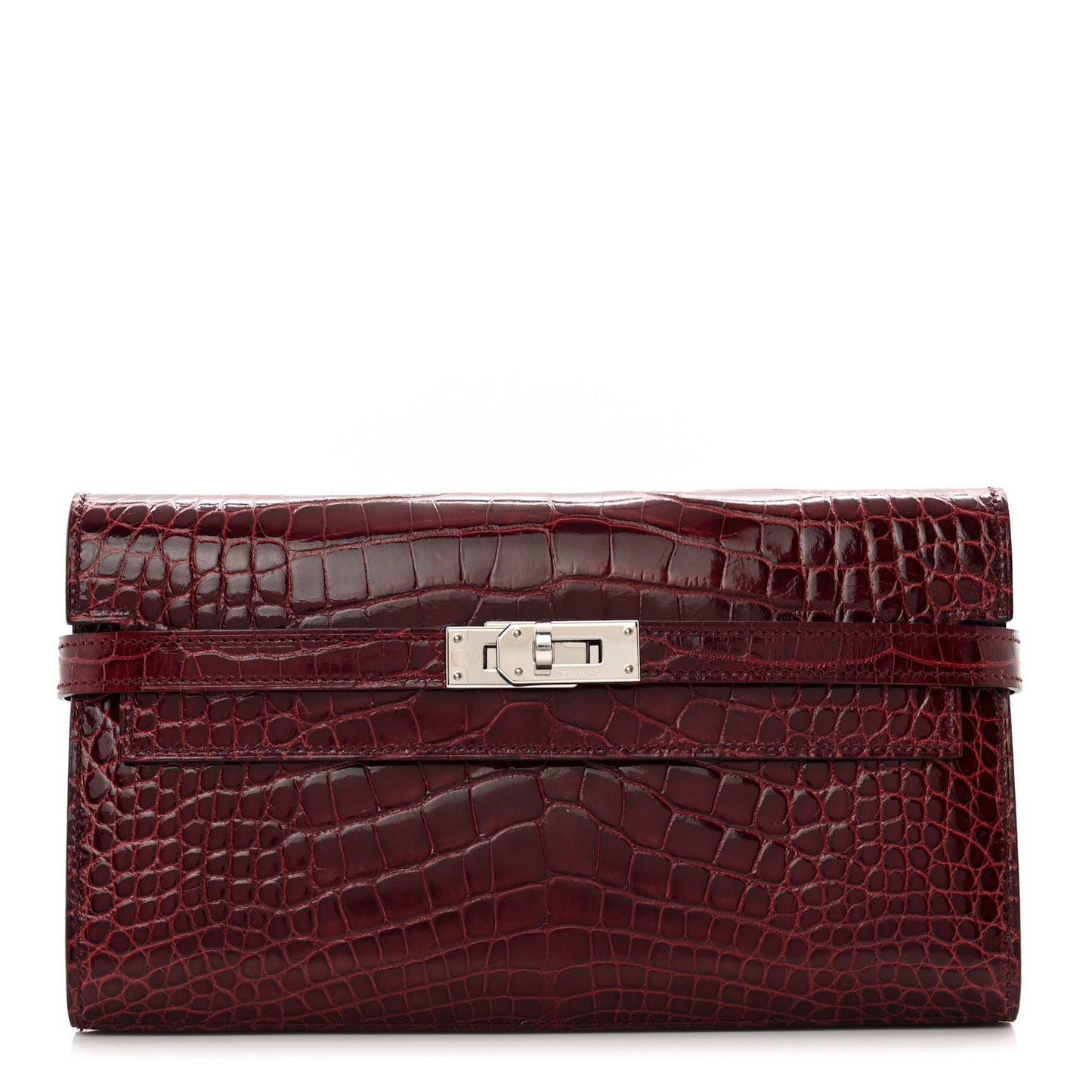 Shiny Alligator Kelly Longue Wallet Bourgogne