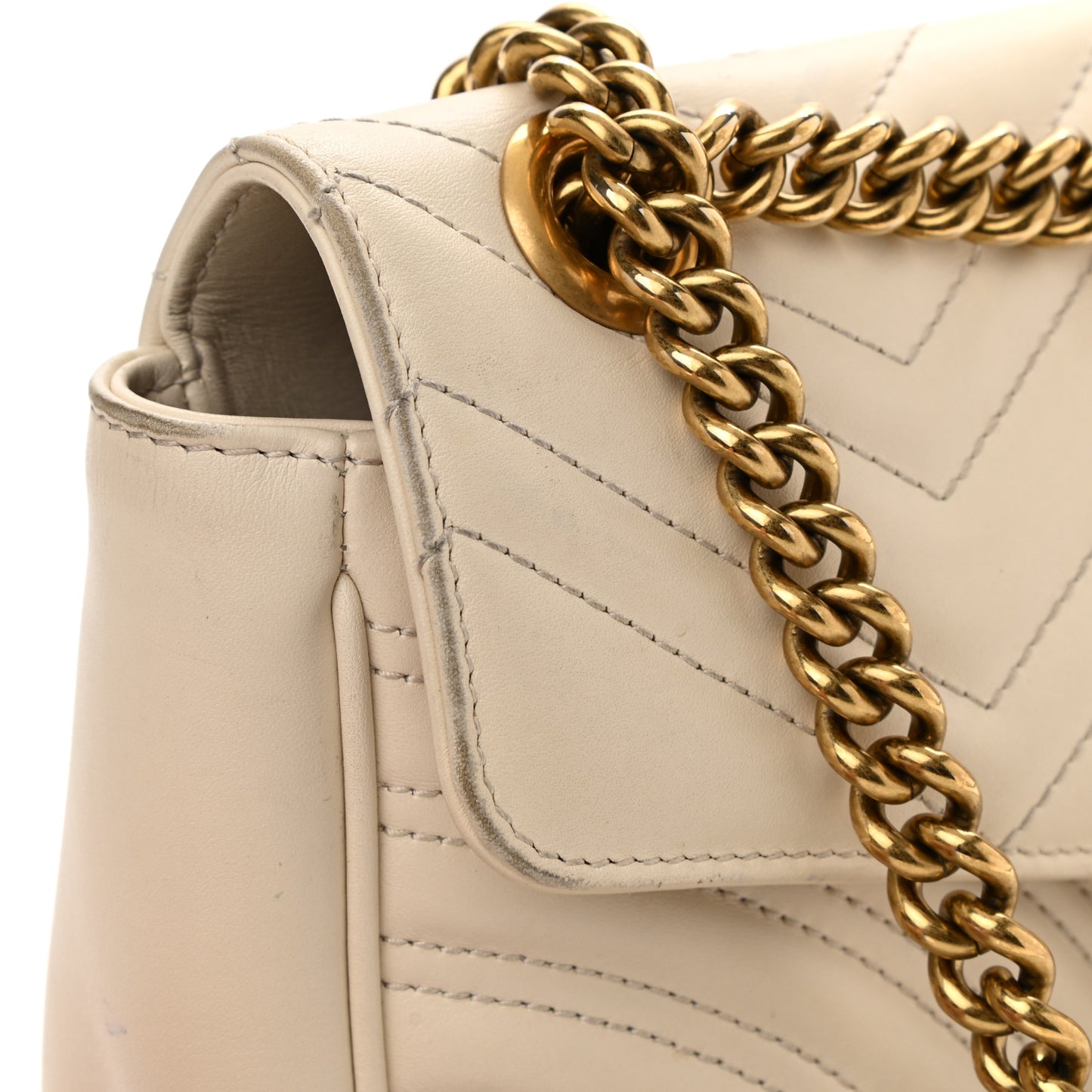 Calfskin Matelasse Small GG Marmont Shoulder Bag White