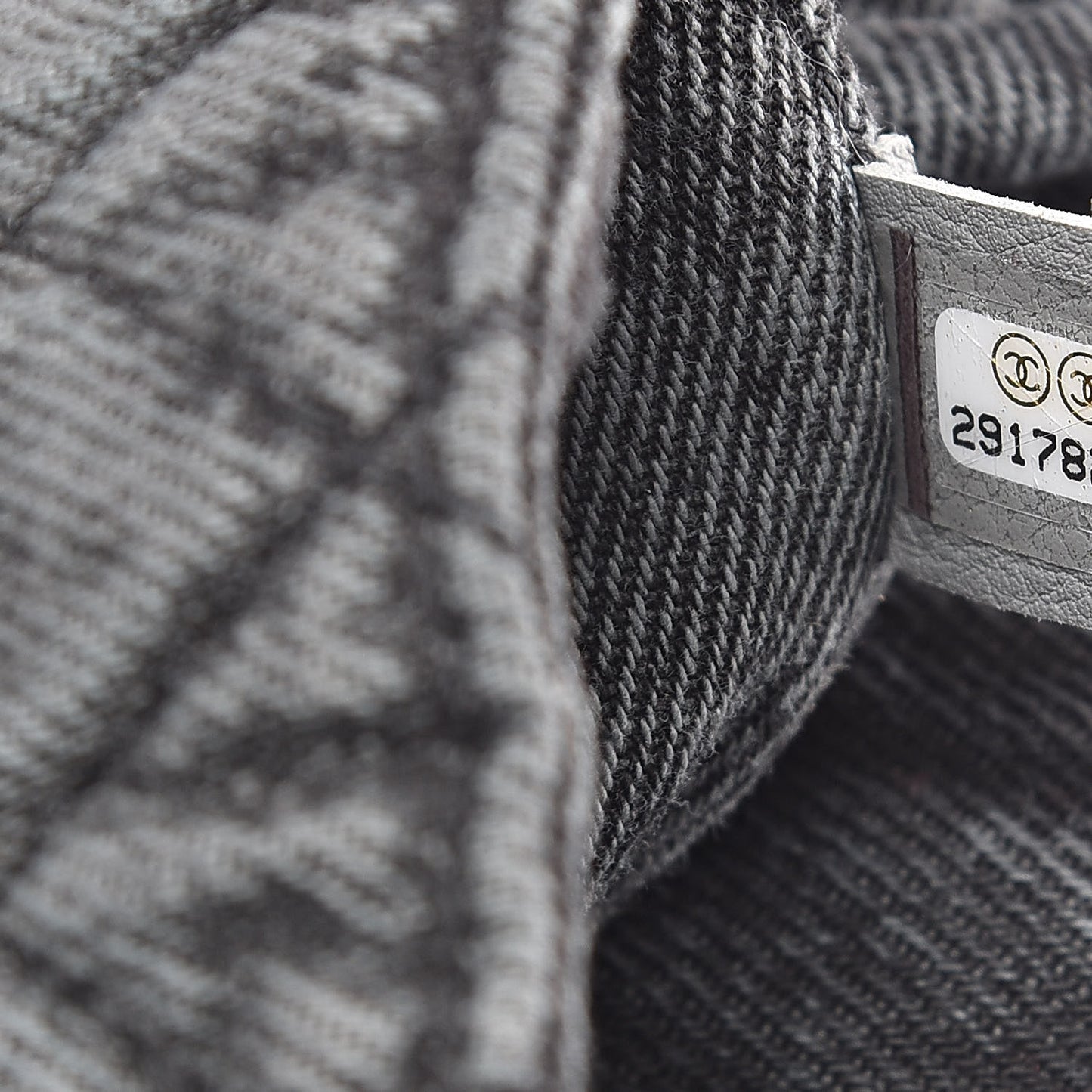 Washed Denim Quilted Small Denimpression Flap Grey Black