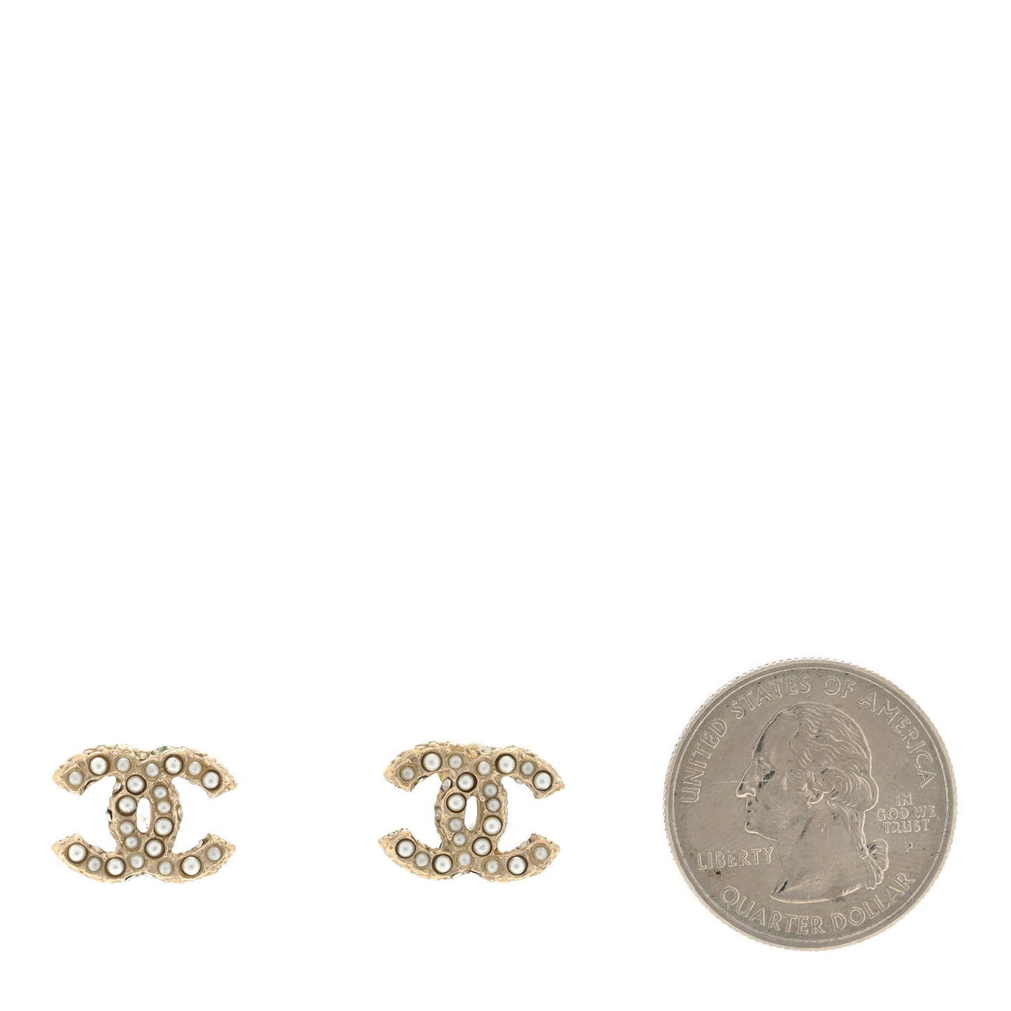 Pearl Crystal CC Earrings Light Gold