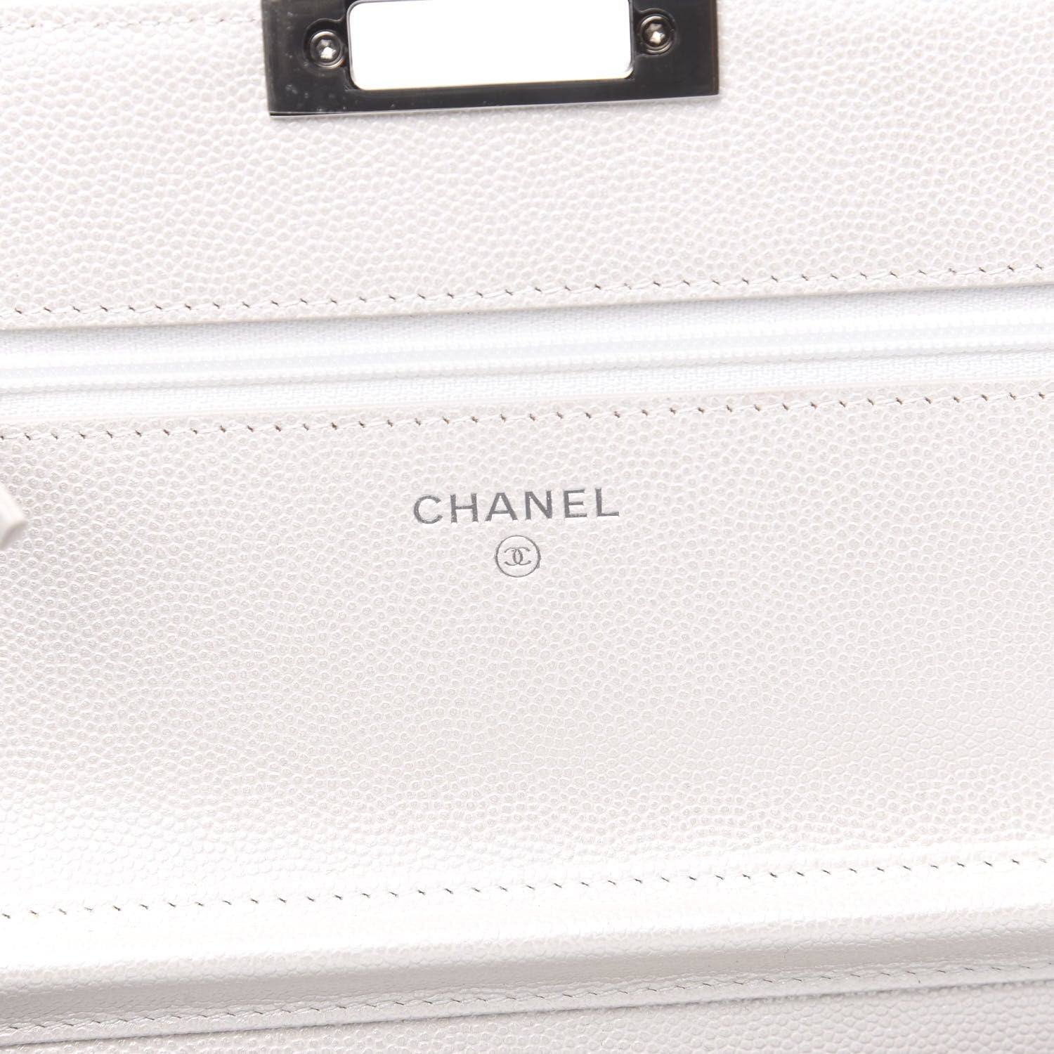 Chanel Iridescent Caviar Quilted Golden Class Wallet On Chain WOC White 5 of 10