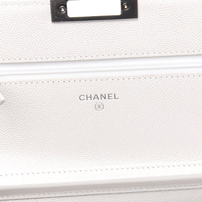 Chanel Iridescent Caviar Quilted Golden Class Wallet On Chain WOC White 5 of 10