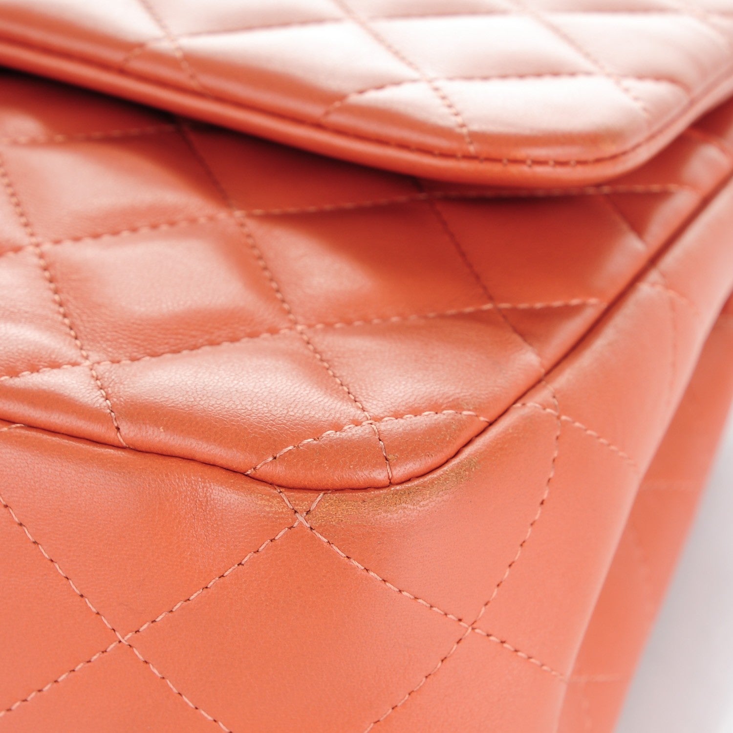 Chanel Lambskin Quilted Jumbo Double Flap Coral 8 of 10