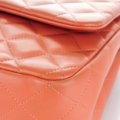 Chanel Lambskin Quilted Jumbo Double Flap Coral 8 of 10