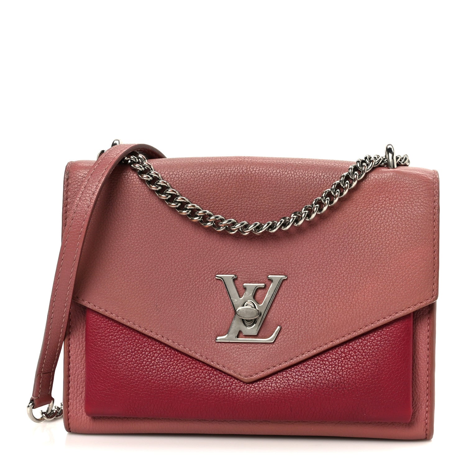 Louis Vuitton Soft Calfskin Mylockme Chain Bag BB Rose Boudoir Lie de Vin 1 of 10