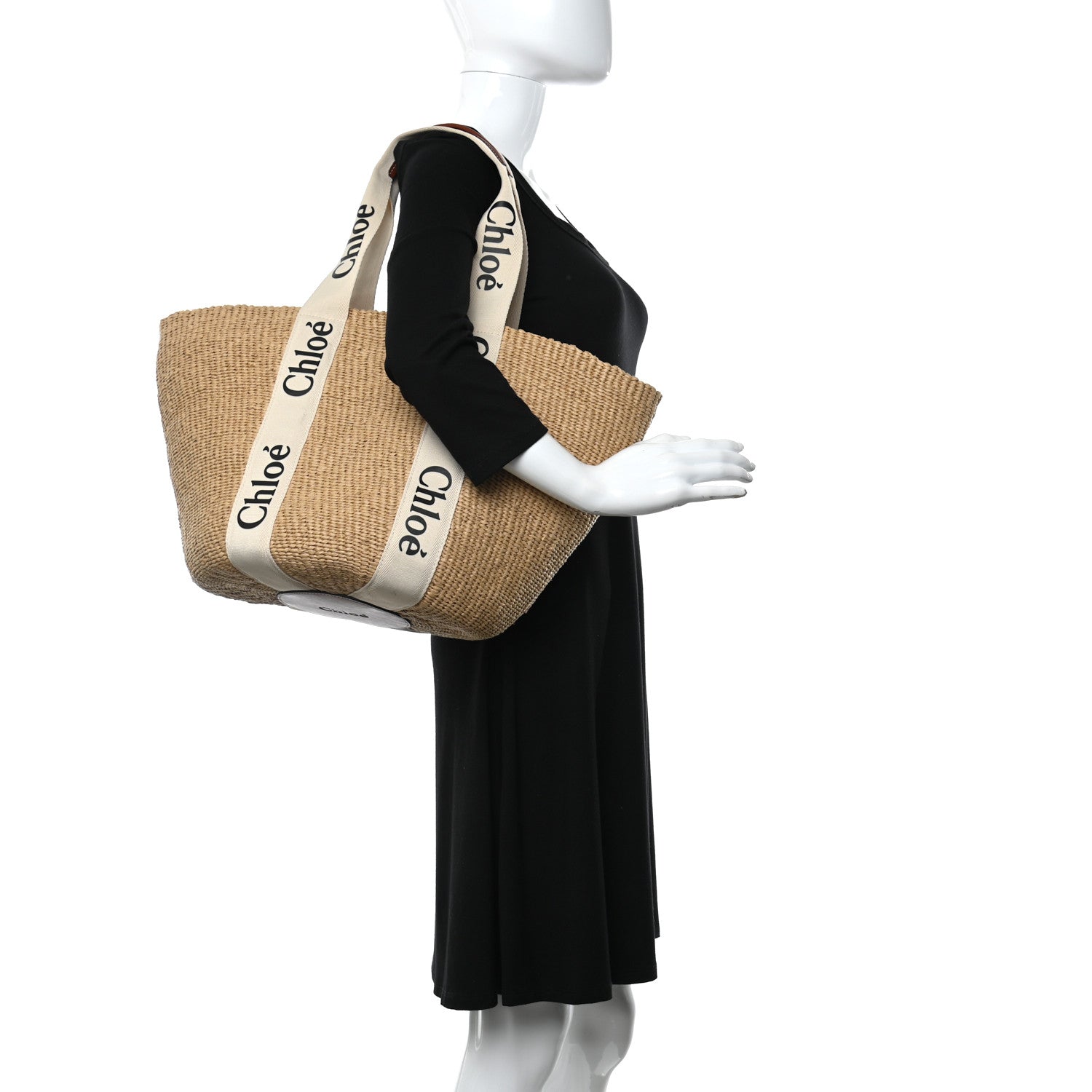 Chloe Raffia Large Woody Tote White 2 of 12
