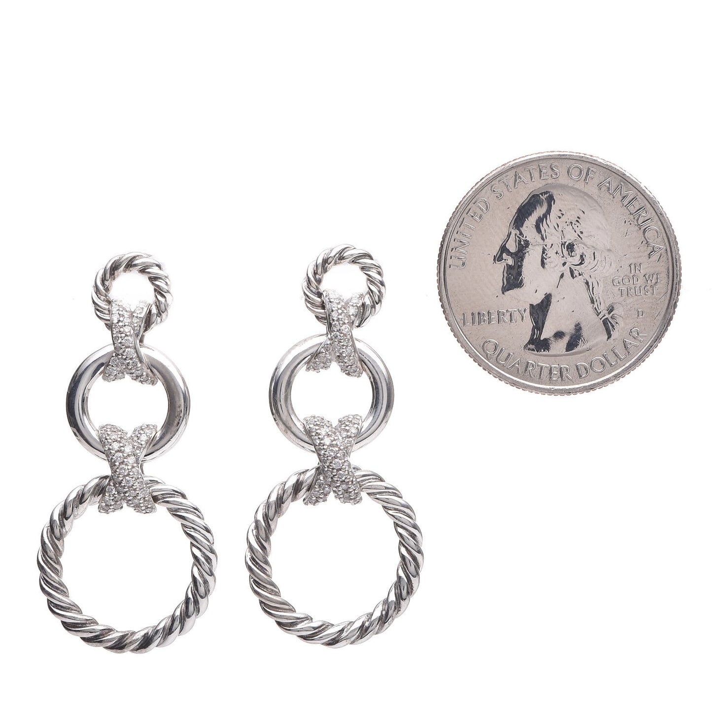 Sterling Silver Diamond X Triple Drop Earrings