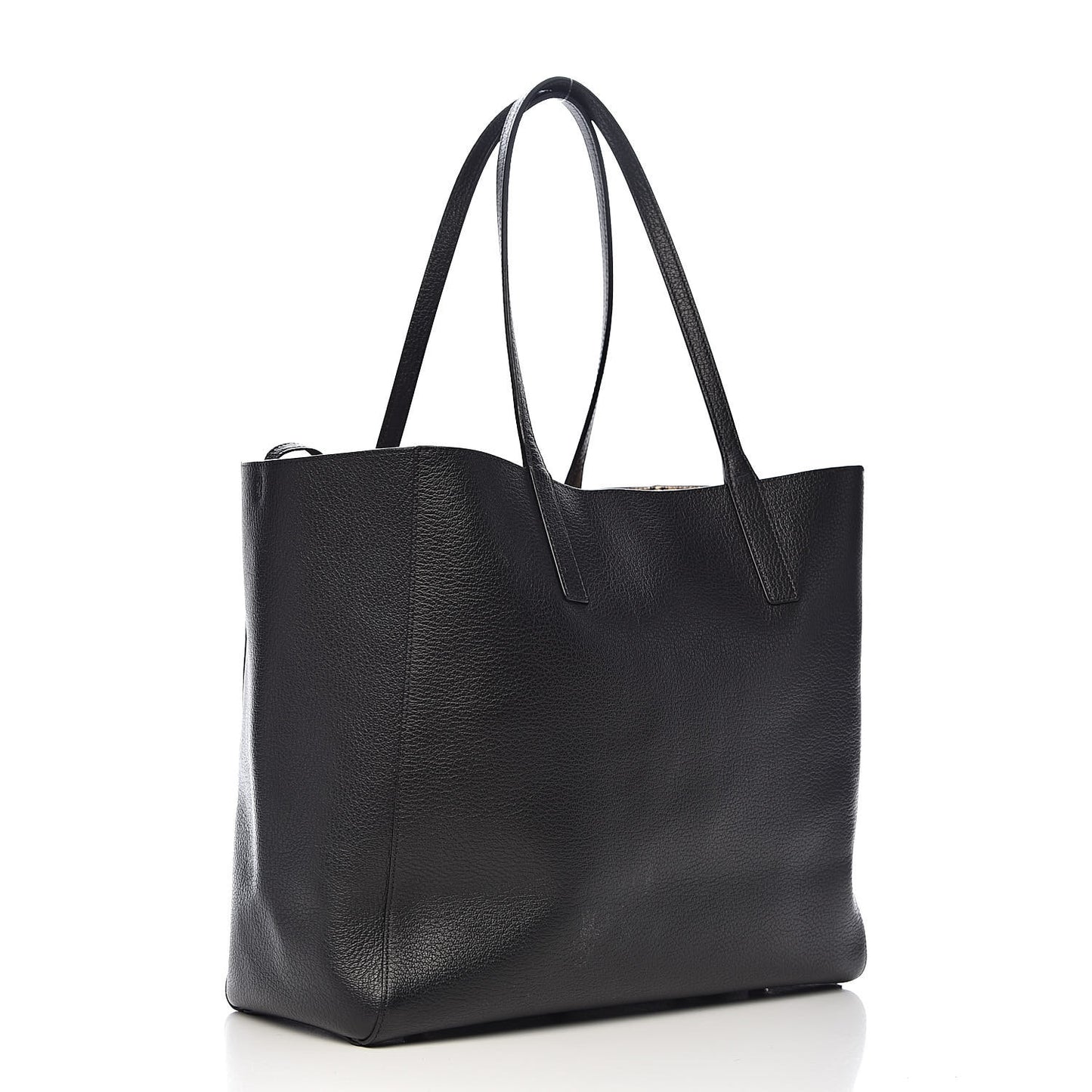 Grained Calfskin Large Reversible Wandel Tote Black