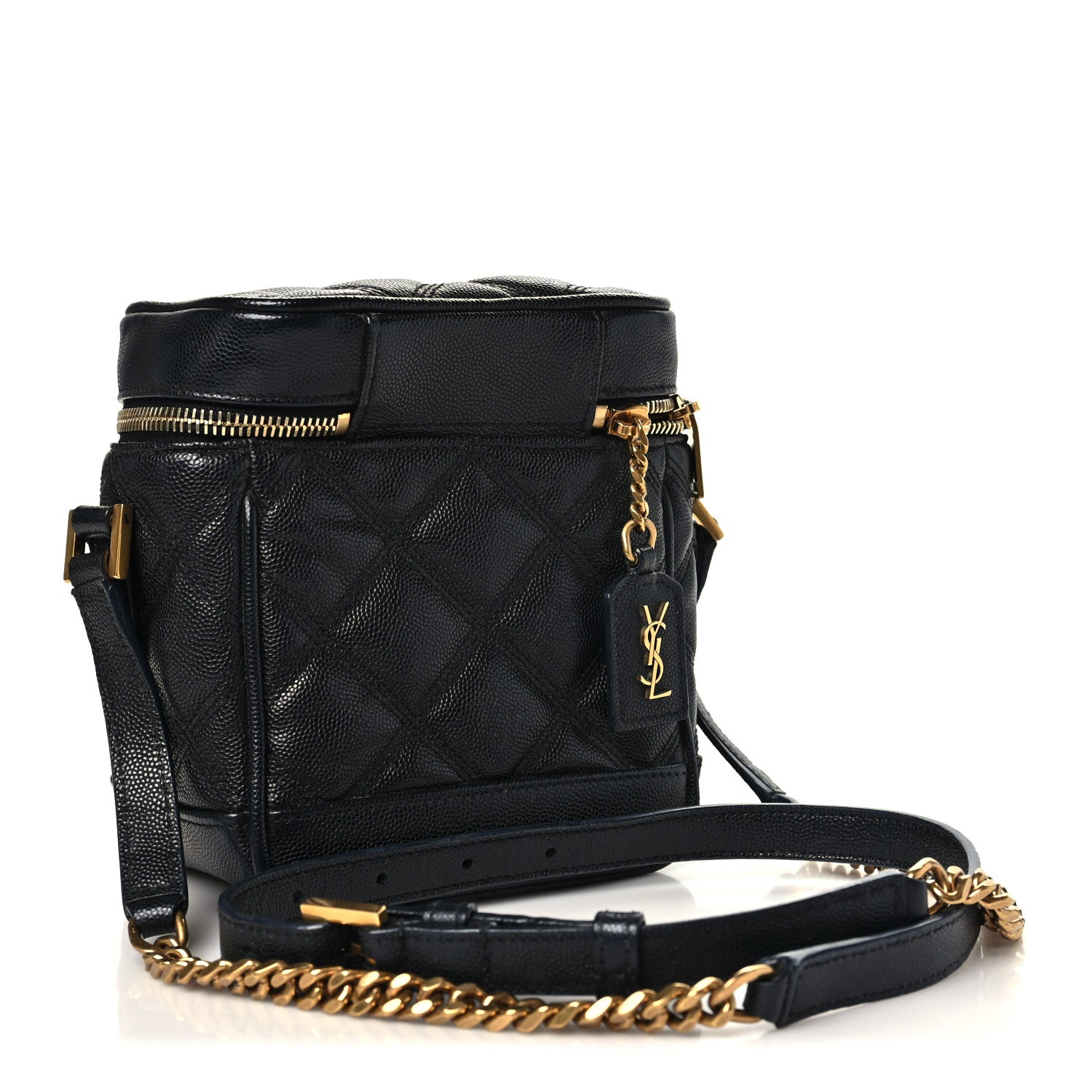 Saint Laurent Grain de Poudre Quilted 80's Vanity Bag Black 3 of 9