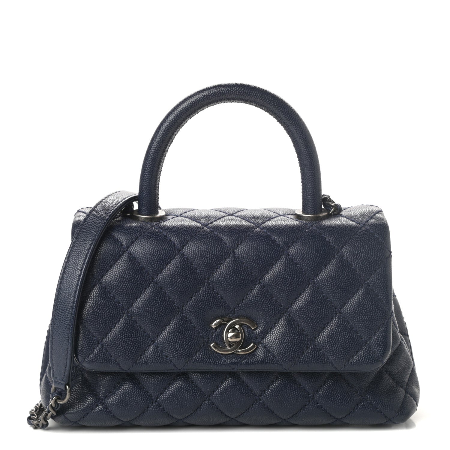 Chanel Caviar Quilted Mini Coco Handle Flap Navy Blue 1 of 9