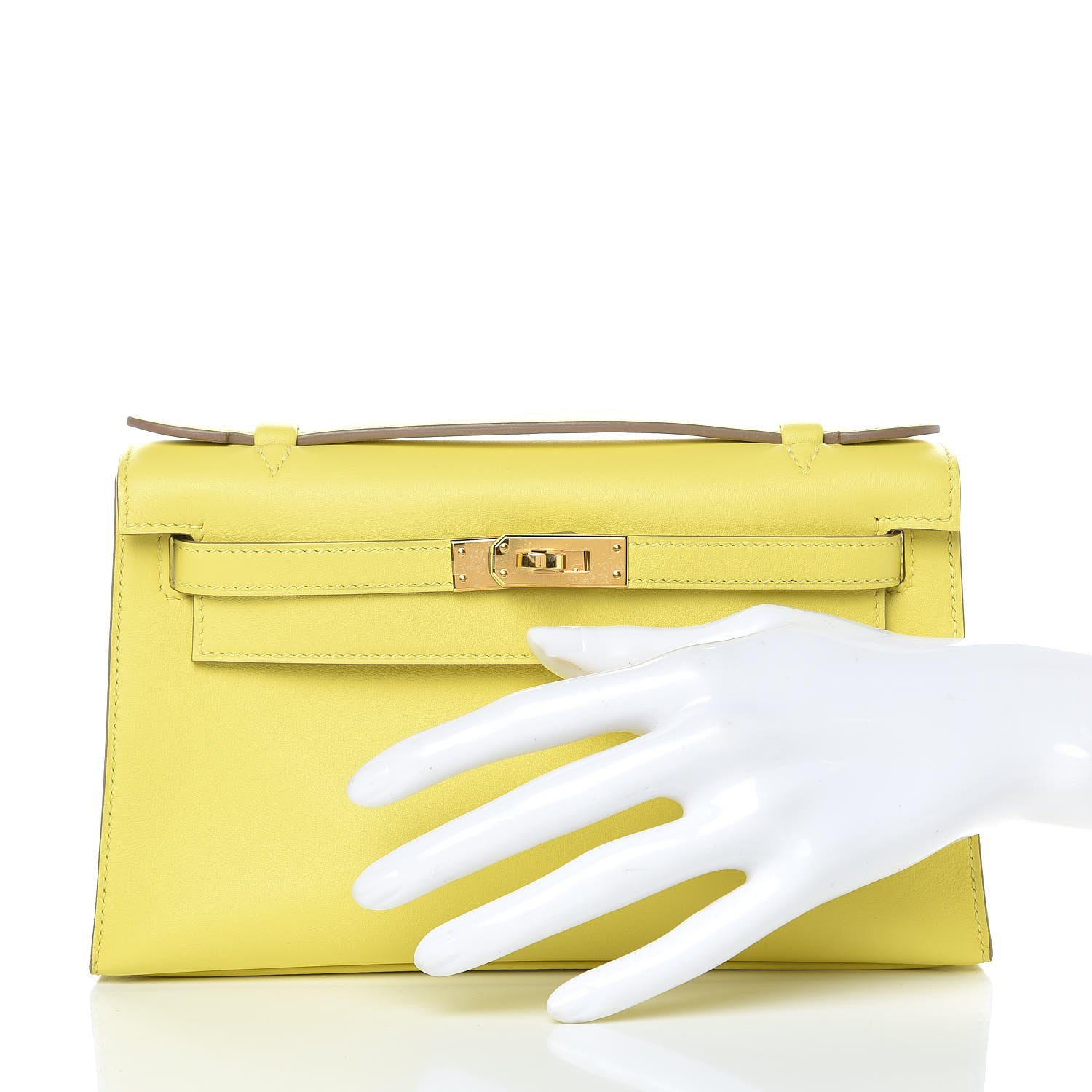 Hermes Swift Kelly Pochette Clutch Lime 2 of 30