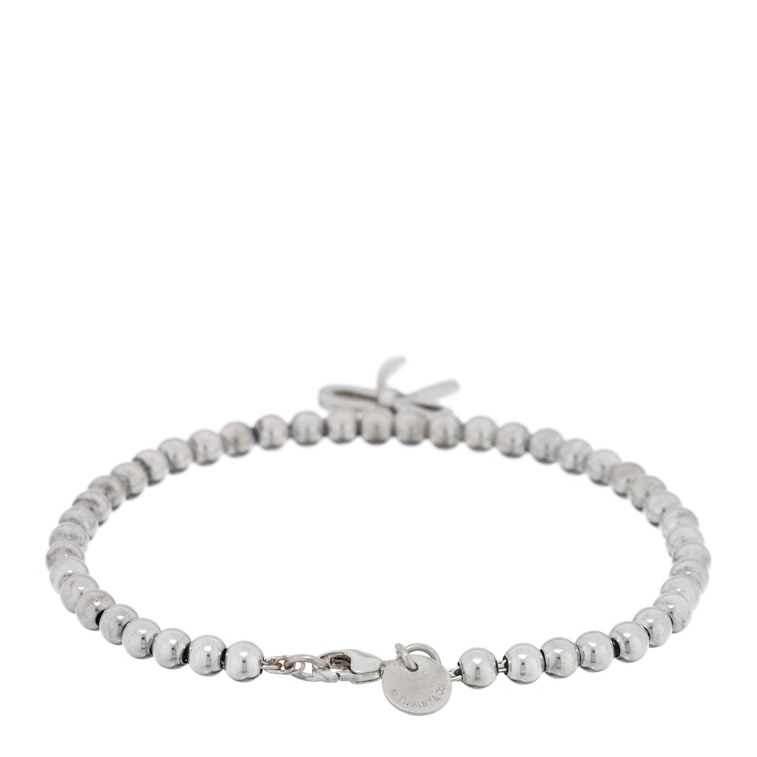 Tiffany Sterling Silver 4mm Bow Bead Bracelet 2 of 3