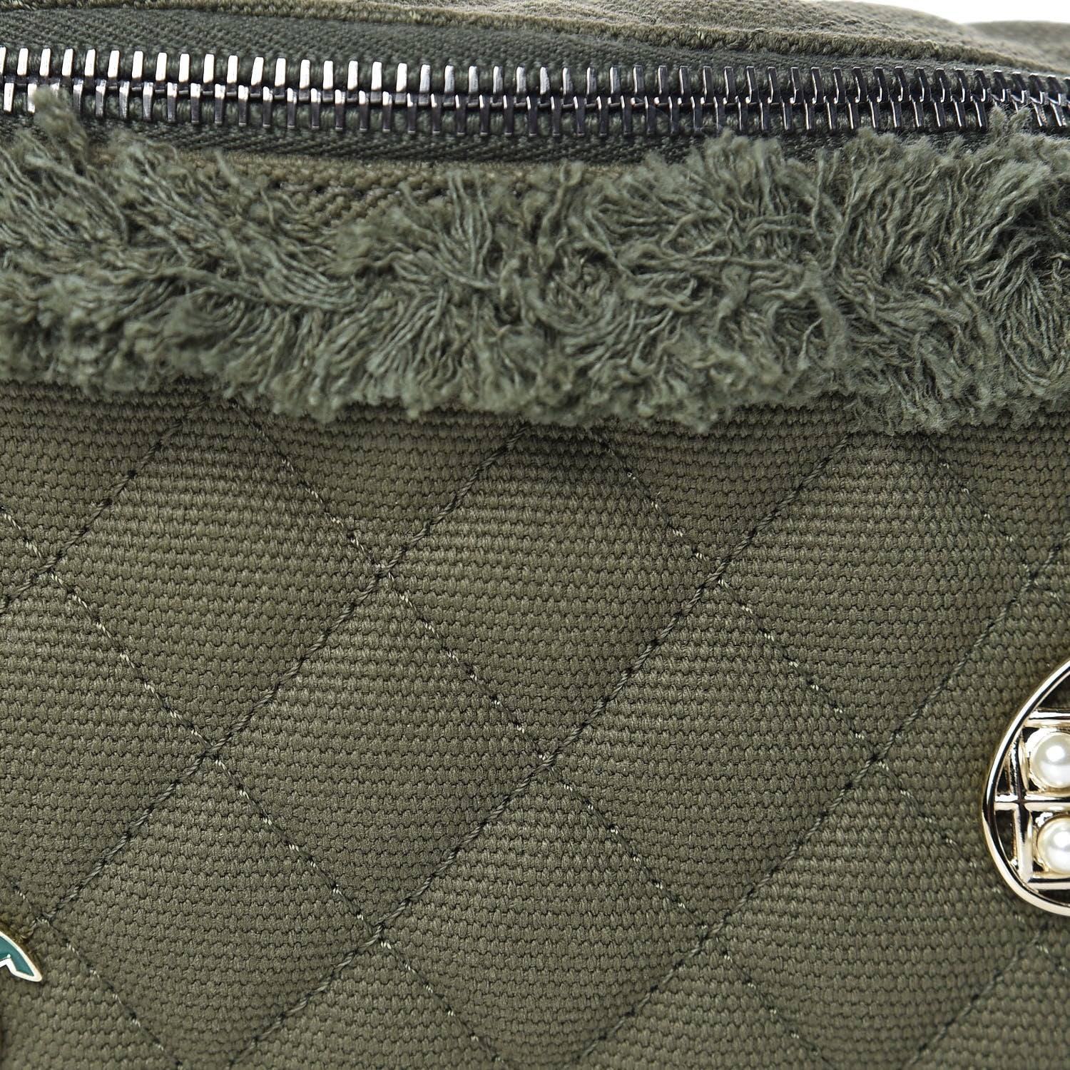 Chanel Canvas Lambskin Quilted Coco Cuba Charms Waist Bag Khaki 8 of 11
