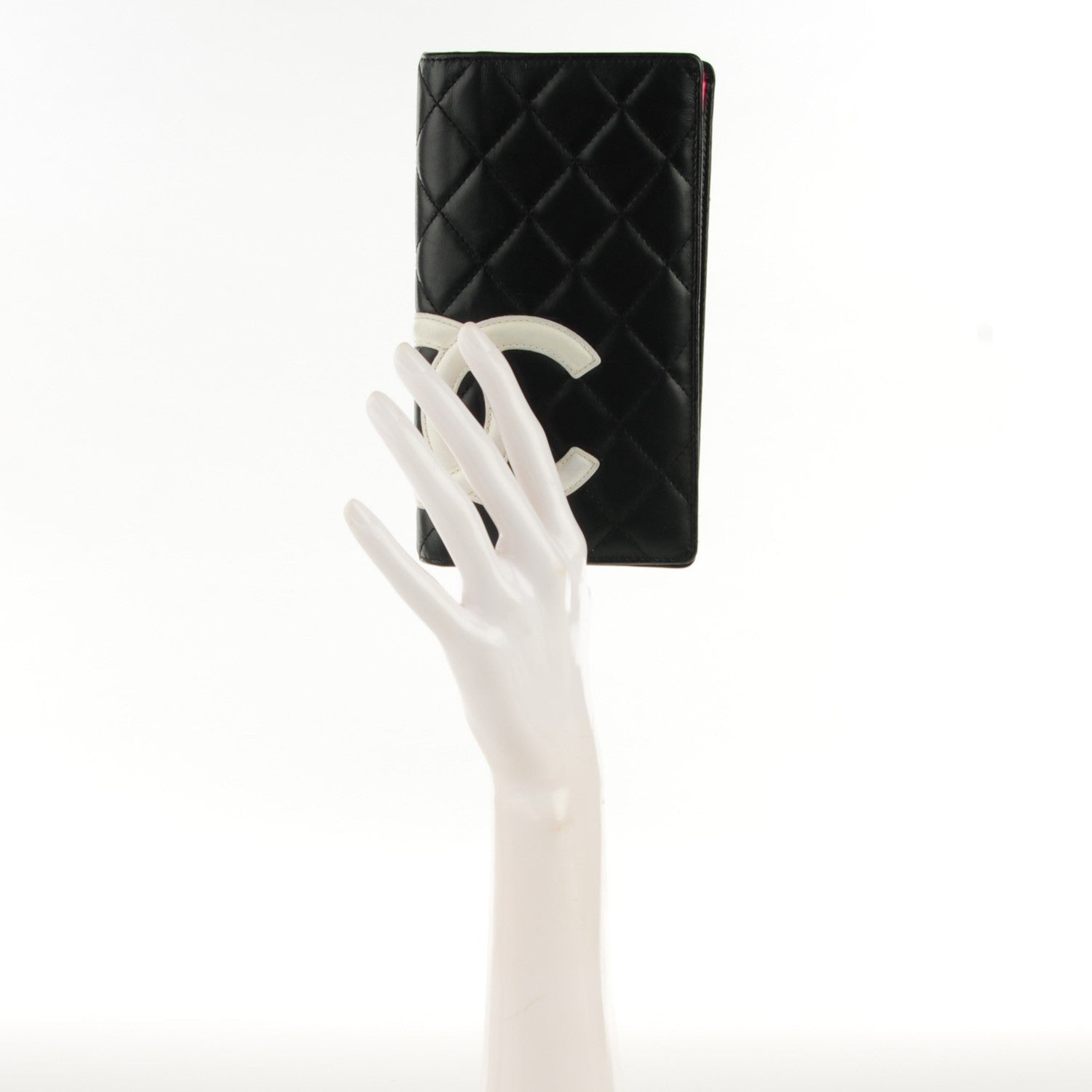 Chanel Calfskin Quilted Cambon Yen Wallet Black White 2 of 8