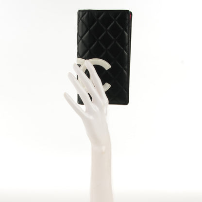 Chanel Calfskin Quilted Cambon Yen Wallet Black White 2 of 8