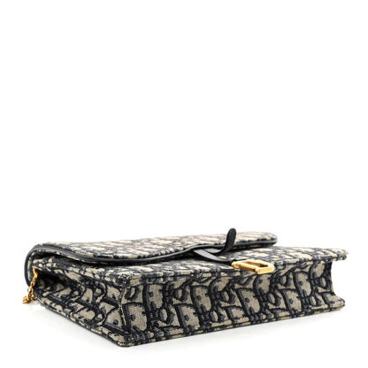 Christian Dior Oblique Saddle Chain Pouch Blue 4 of 17
