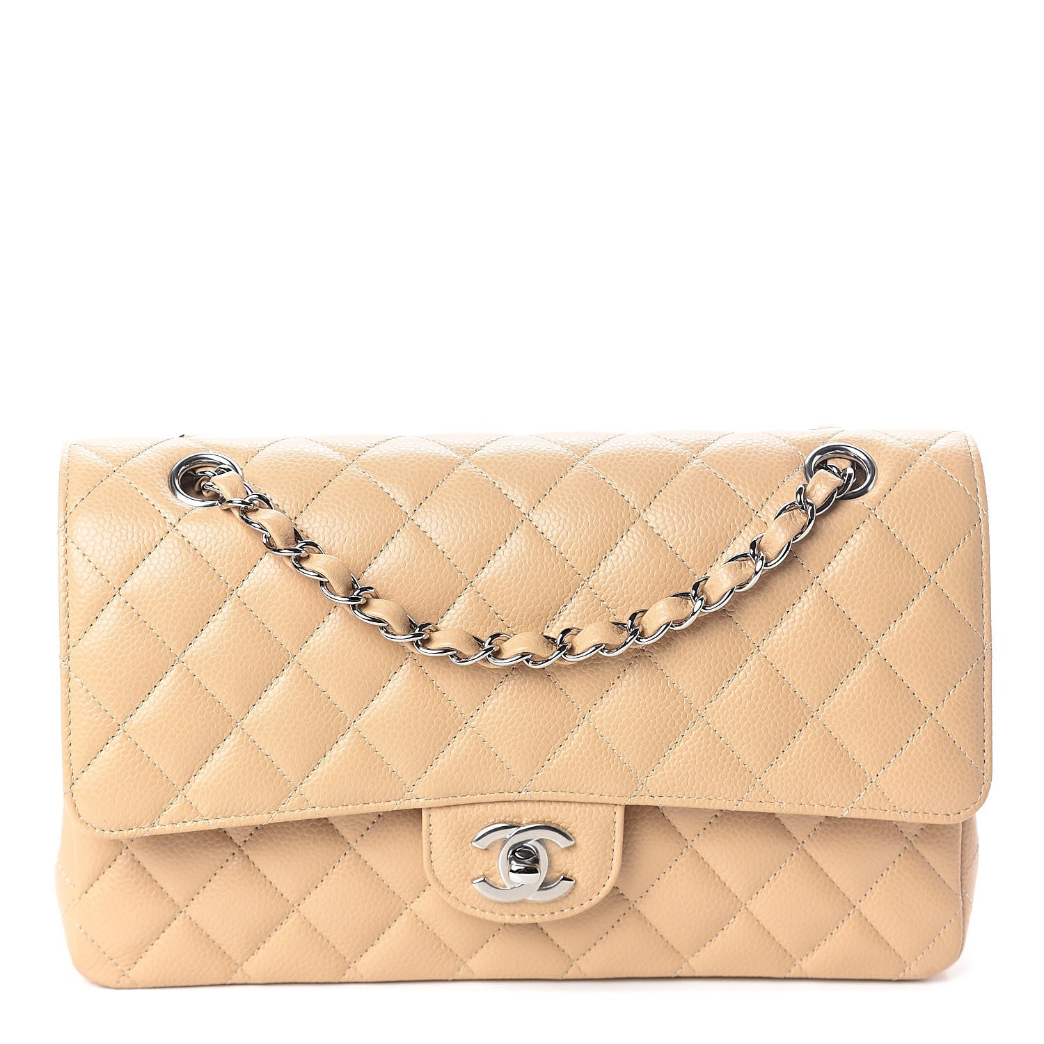 Chanel Caviar Quilted Medium Double Flap Beige 1 of 10