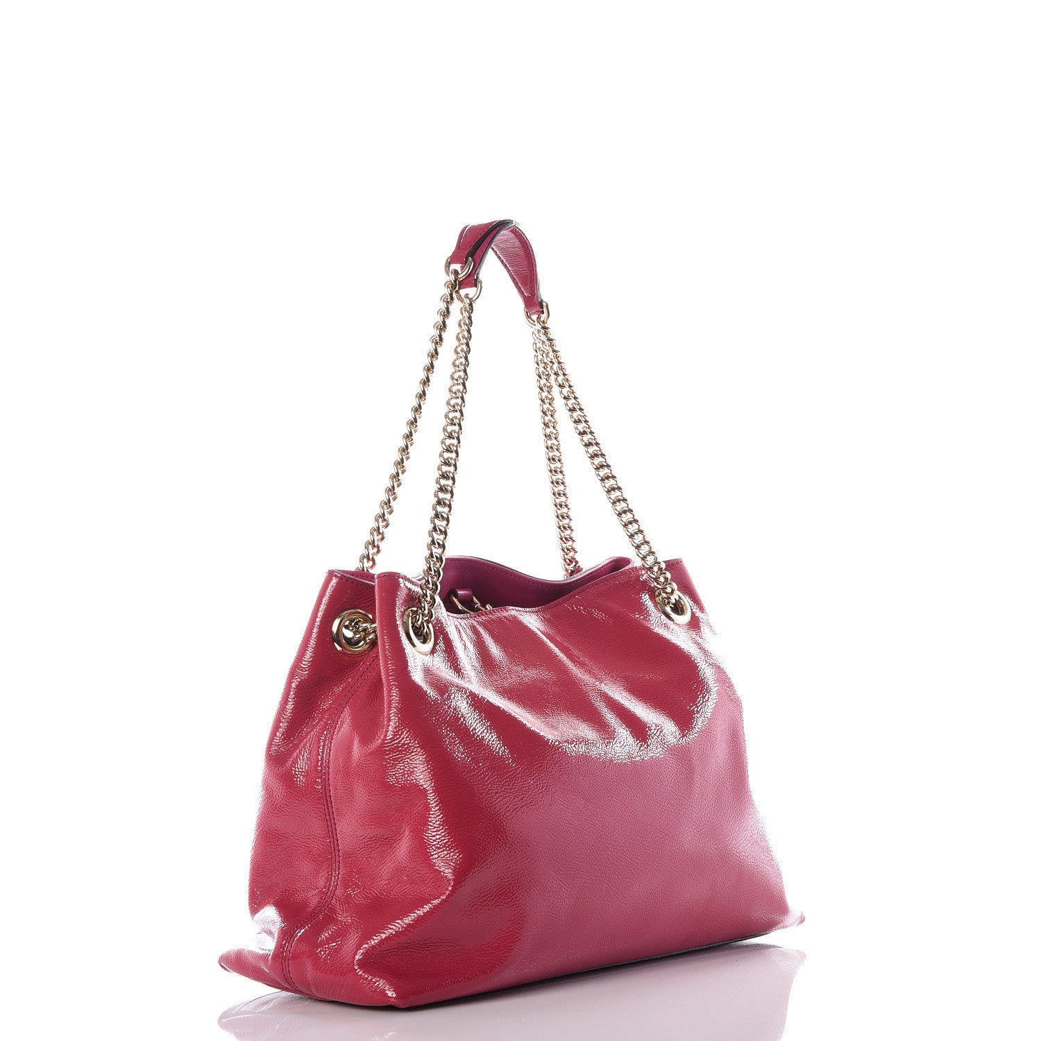 Gucci Vernice Naplack Medium Soho Chain Shoulder Bag Bright Bouganville 2 of 12