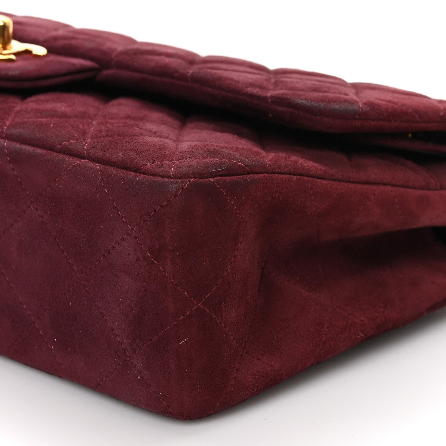 Chanel Suede Quilted Medium Double Flap Burgundy 10 of 10