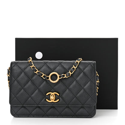 Chanel Pearly Caviar Quilted Fit For You Wallet On Chain WOC Black 12 of 12