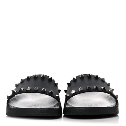 Valentino Garavani Rubber Rockstud Slide Sandals 38 Black 2 of 12