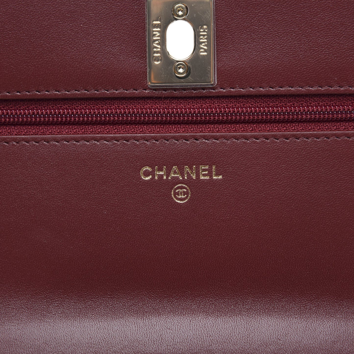 Lambskin Quilted Trendy CC Wallet On Chain WOC Burgundy