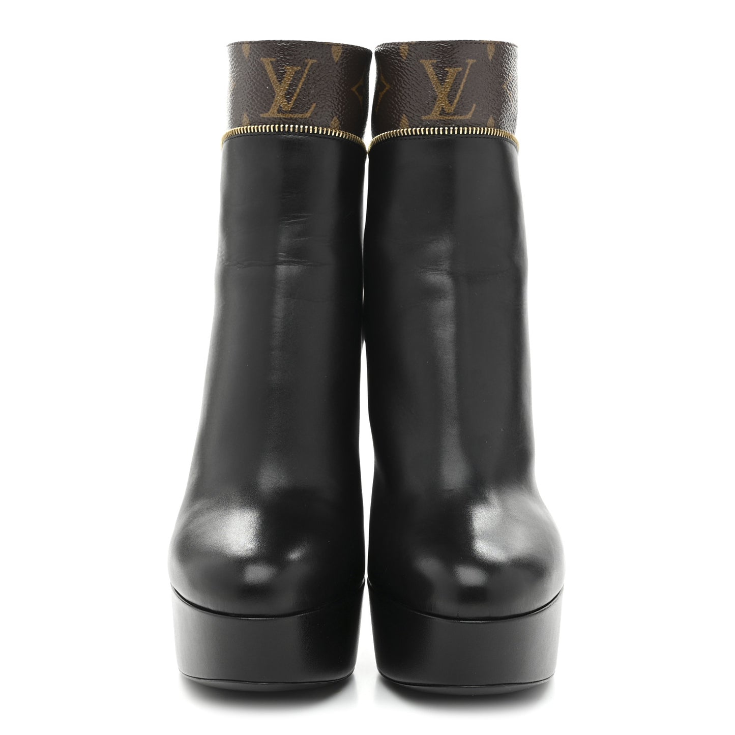 Calfskin Monogram Afterglow Platform Ankle Boots 36 Black
