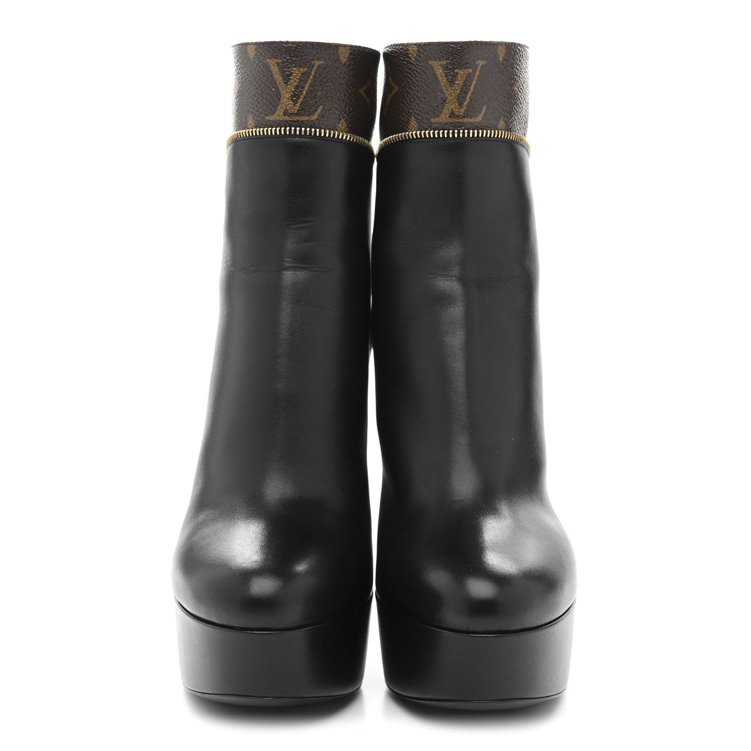 Louis Vuitton Calfskin Monogram Afterglow Platform Ankle Boots 36 Black 3 of 10
