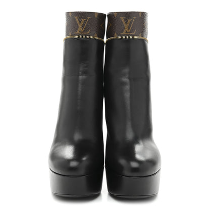 Louis Vuitton Calfskin Monogram Afterglow Platform Ankle Boots 36 Black 3 of 10