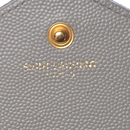 Saint Laurent Grain De Poudre Matelasse Chevron Monogram Chain Wallet Fog 6 of 9