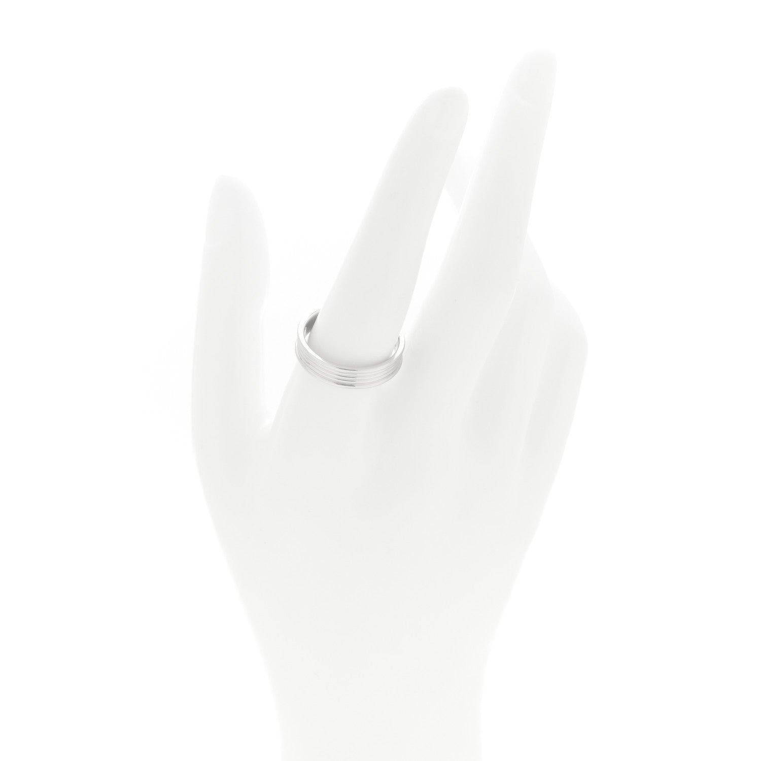 Tiffany Platinum Ribbed Band Ring 60 9 2 of 4