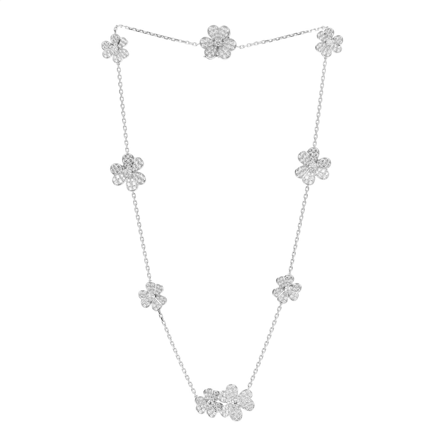 18K White Gold Diamond 9 Motifs Frivole Necklace