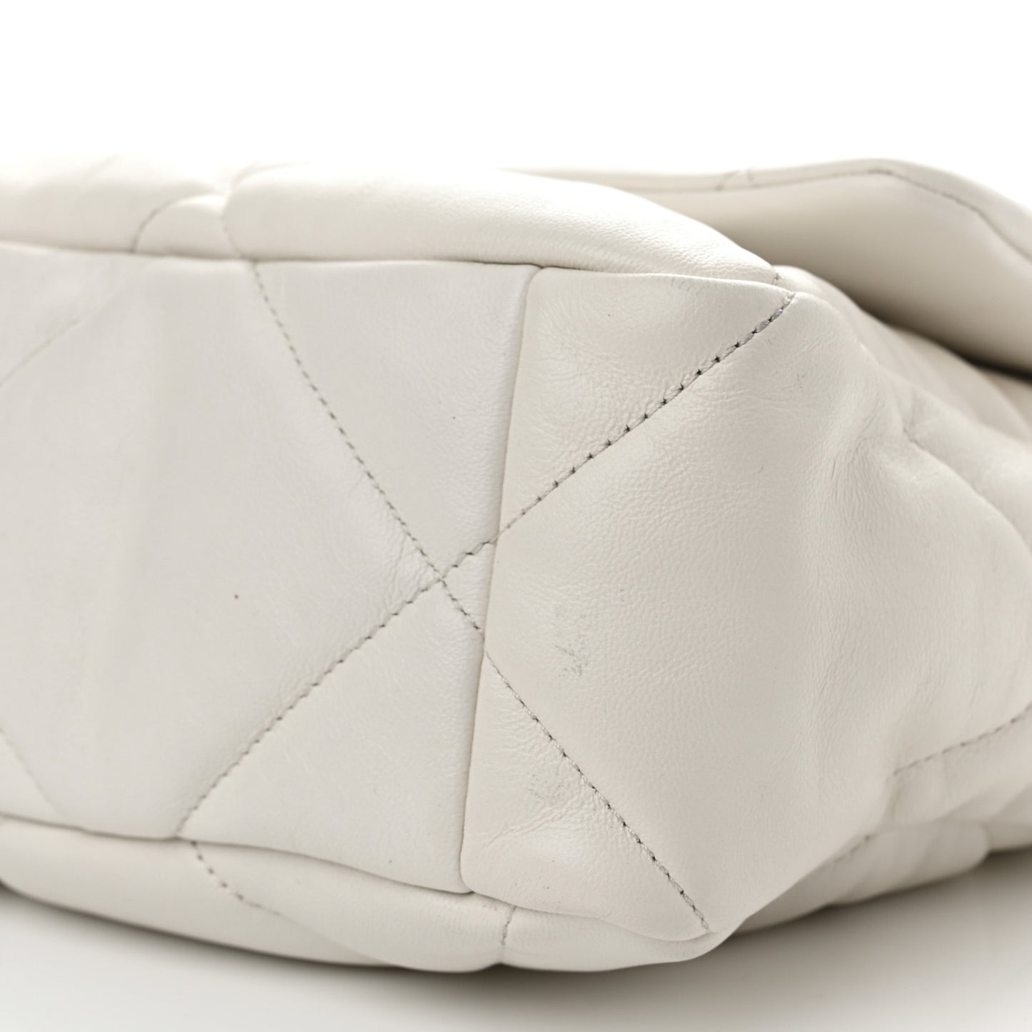 Goatskin Quilted Large Chanel 19 Flap White