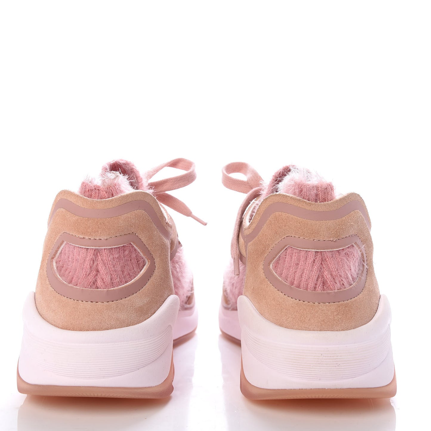 Fabric Calfskin Suede CC Womens Sneakers 37 Pink