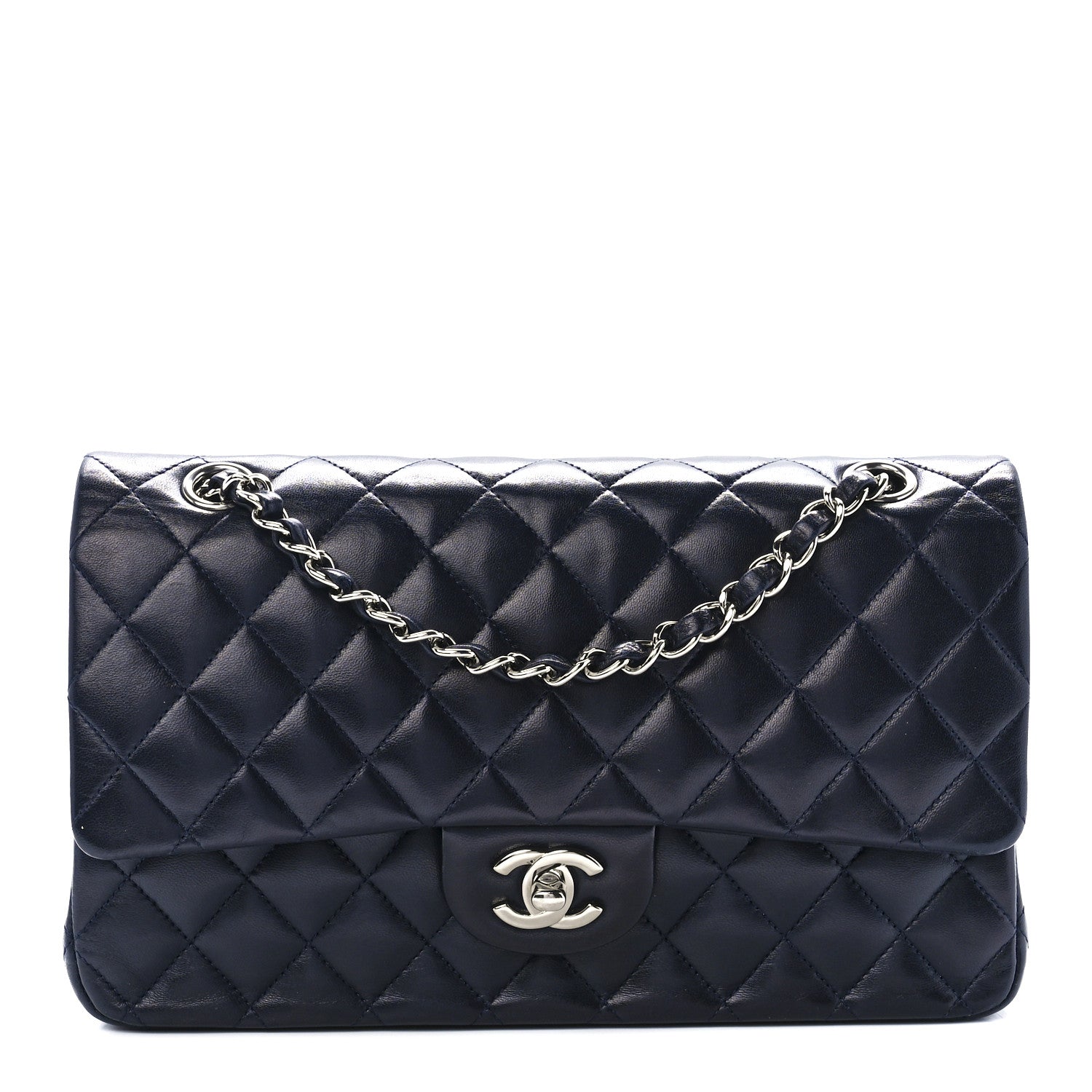 Chanel Lambskin Quilted Medium Double Flap Navy 1 of 12
