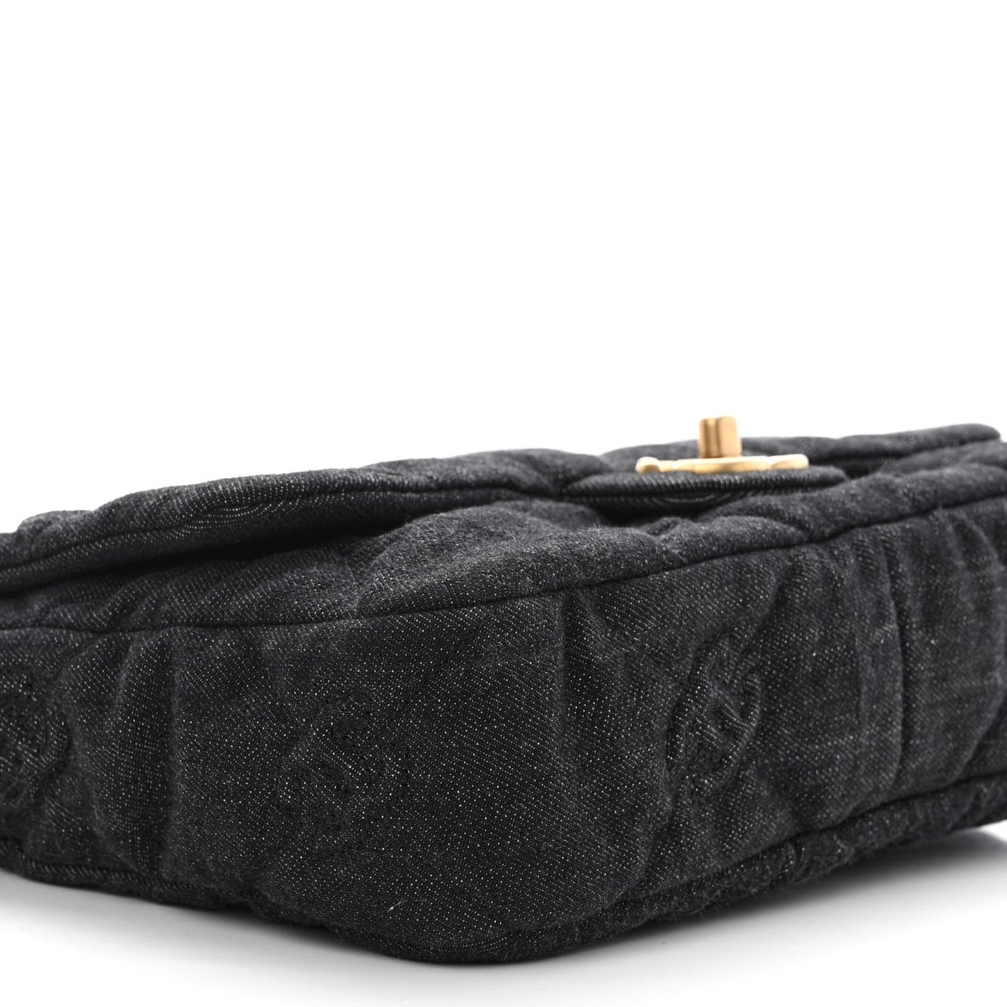 Denim Quilted Medium Funky Town Flap Black