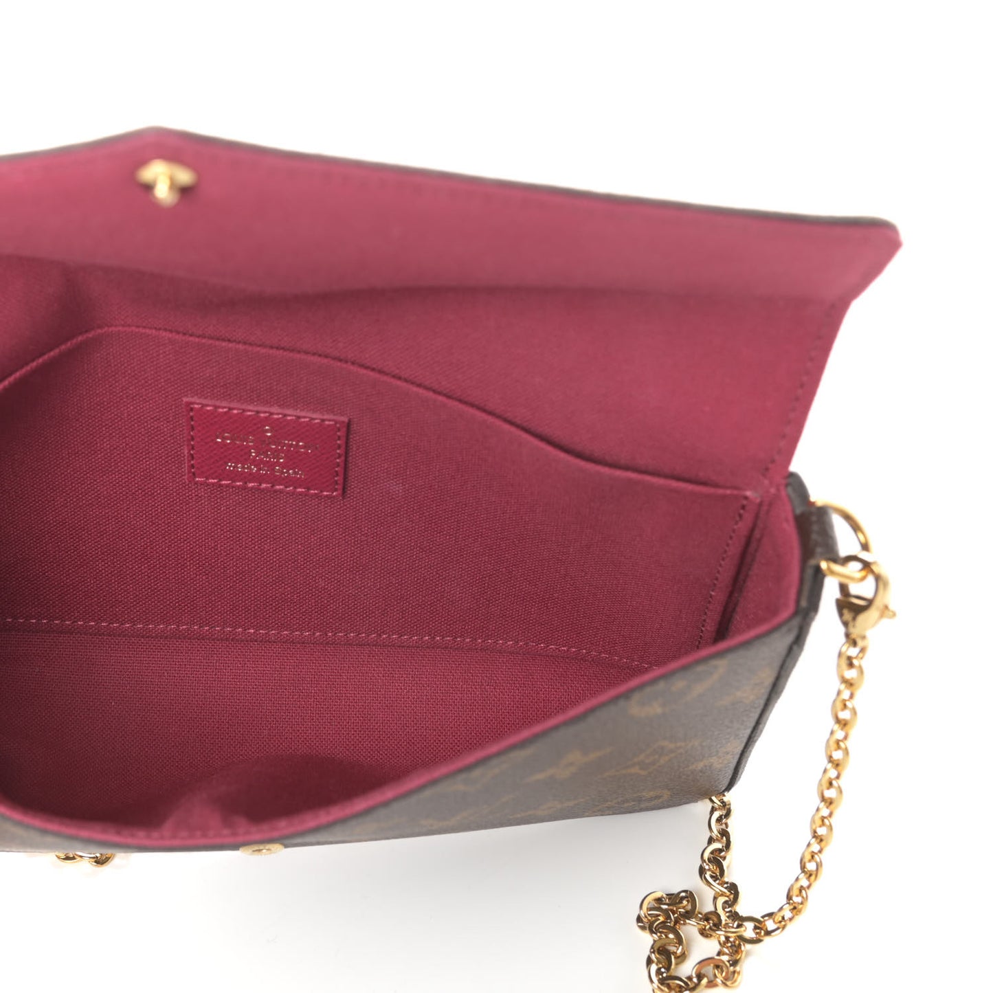 Monogram Pochette Felicie Chain Wallet Fuchsia