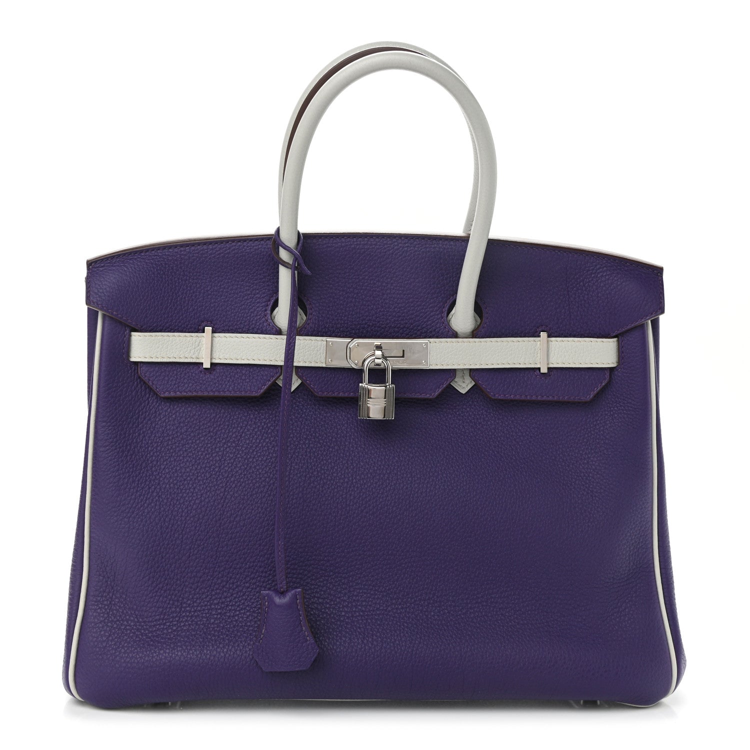 Hermes Togo Bi-Color Horseshoe Birkin 35 Iris Gris Perle 1 of 12
