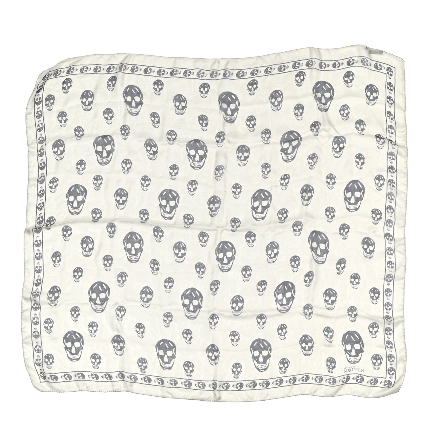 Silk Chiffon Skull Scarf Ivory Black