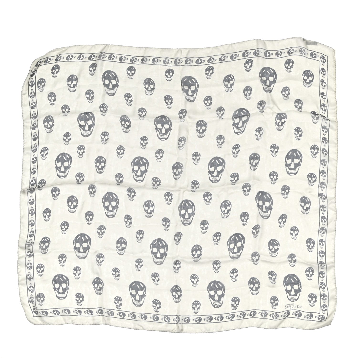 Alexander McQueen Silk Chiffon Skull Scarf Ivory Black 1 of 4