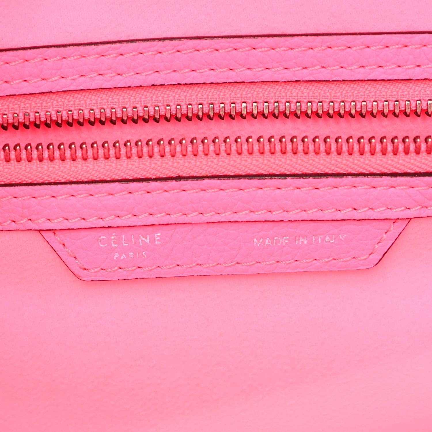 Celine Drummed Calfskin Mini Luggage Fluo Pink 6 of 12