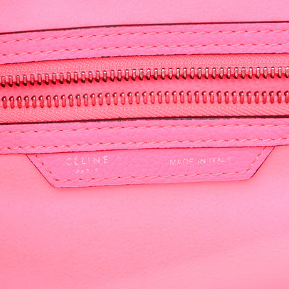 Celine Drummed Calfskin Mini Luggage Fluo Pink 6 of 12