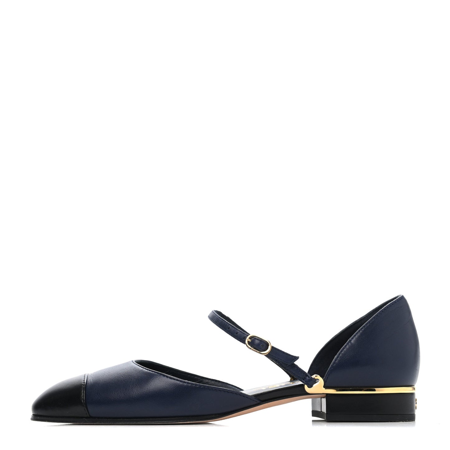 Lambskin Cap Toe CC Flats 36 Navy Black