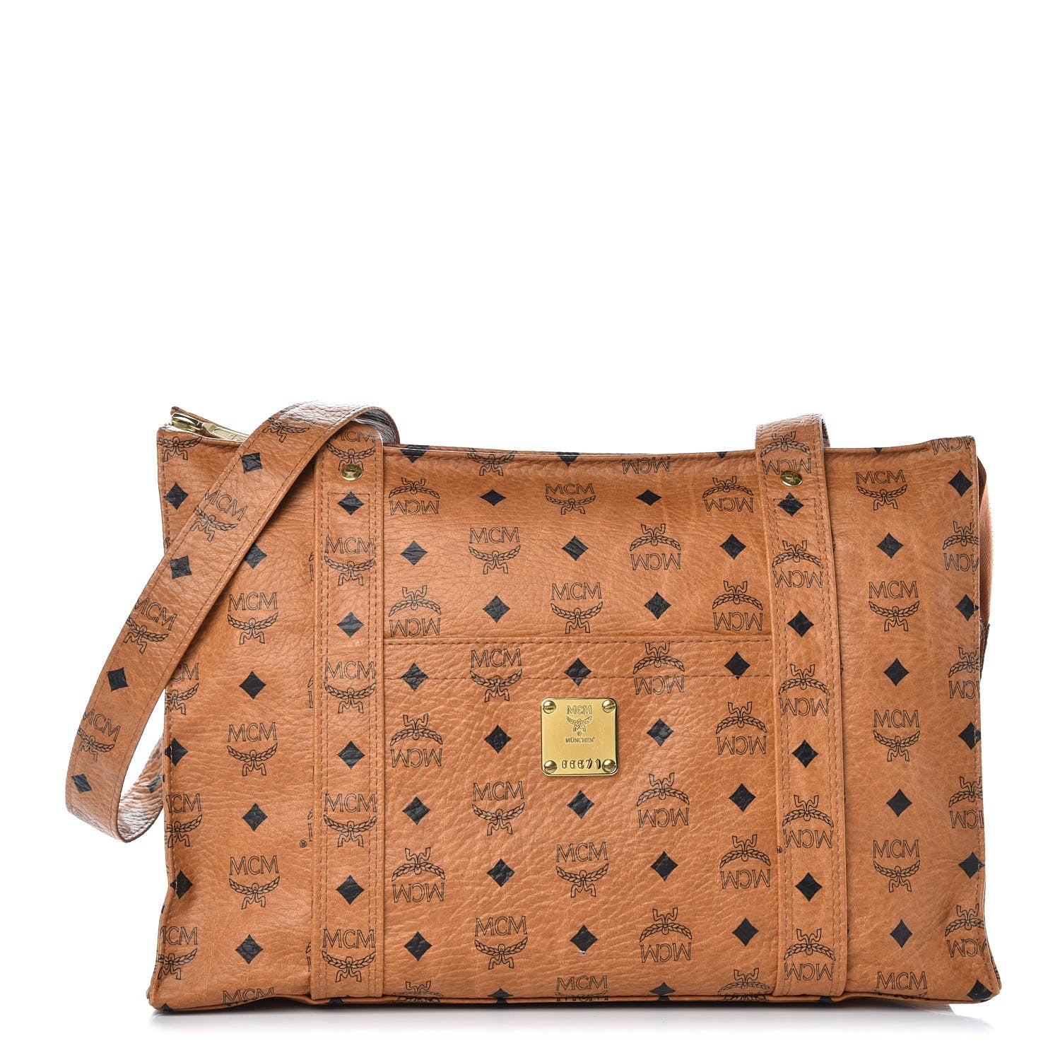 MCM Visetos Shoulder Bag Cognac 1 of 10